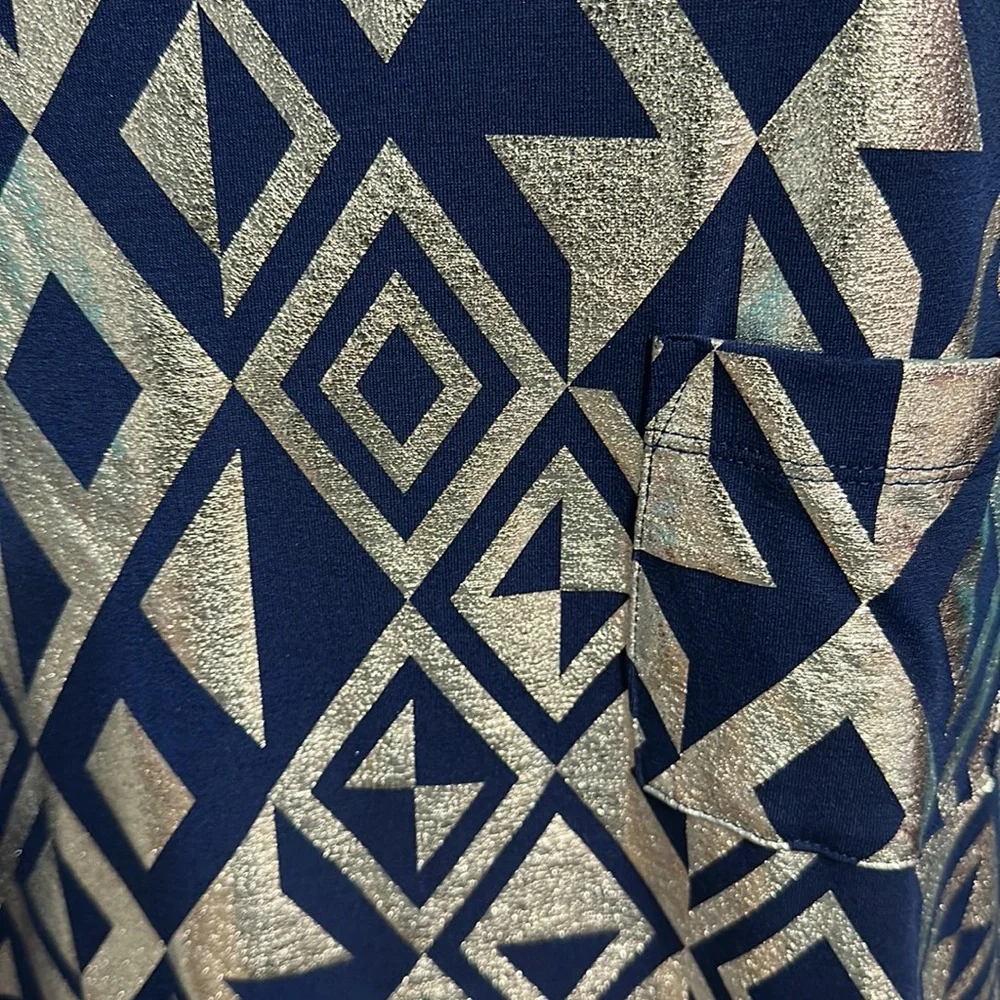 Lularoe Elegant Carly Dress NWT navy and silver. Size M but fits up to XL - Picture 2 of 8